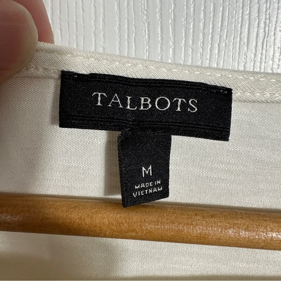 Talbots off-white long sleeved tee, size M. Embellished. Cotton blend. - Picture 8 of 8